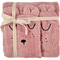 Alvi® Frottier-Set Kaputzenbadetuch & Waschhandschuh rosa von Alvi