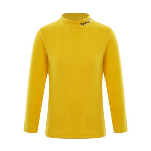 Alvivi Baby Jungen Mädchen Thermo Hemd Rollkragen Shirt Langarm T-Shirt Unterhemd Bluse Basic Oberteil T-Shirt Tops D Gelb A 134-140 von Alvivi