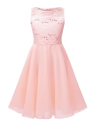 Alvivi Blumenmädchen Prinzessin Kleider Mädchen Kommunionkleid Brautjungfern Hochzeit Festlich Geburtstag Party Kleid Gr.98-176 A Perle Rosa 116 von Alvivi