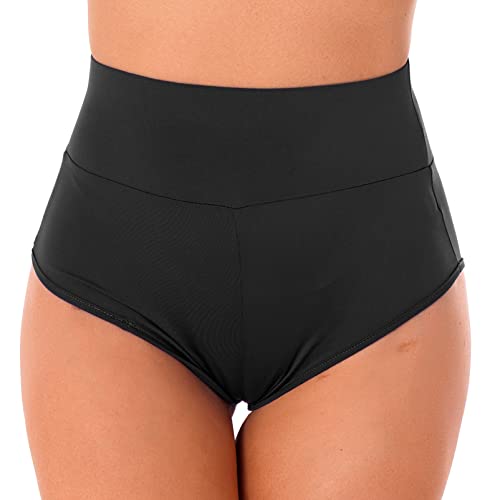 Alvivi Damen Bikinihose mit Hoher Taille und Raffung Badehose Frauen Bikini Slip Tanga Thong Reizwäsche Unterwsäche A Schwarz XXL von Alvivi