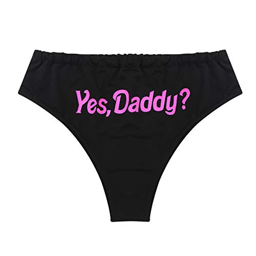 Alvivi Damen Hot Pant Schlüpfer Frauen Unterwäsche Unterhose mit,Yes,Daddy? Druck Erotische Unterhose Badeshorts Schwarz X-Large von Alvivi