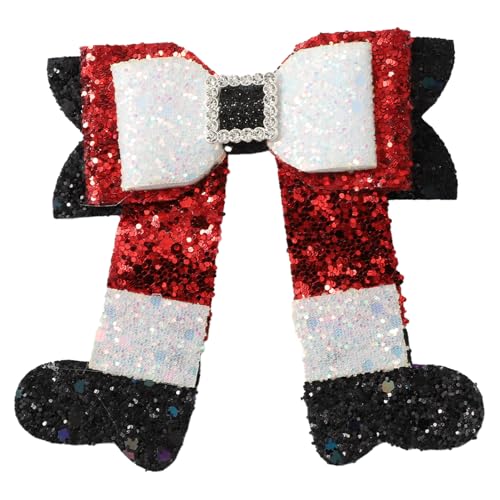 Alvivi Damen Mädchen Weihnachten Haarspangen Schleifen Glitzer Pailletten Weihnachten Haarschmuck Haarclips Haar Accessoires Zubehör Rot B Einheitsgröße von Alvivi