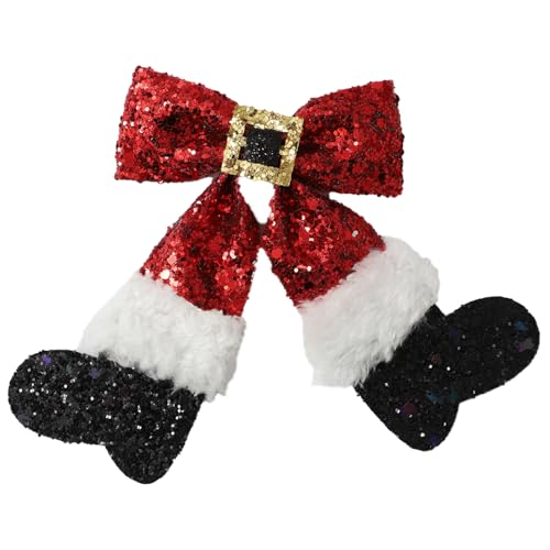 Alvivi Damen Mädchen Weihnachten Haarspangen Schleifen Glitzer Pailletten Weihnachten Haarschmuck Haarclips Haar Accessoires Zubehör Rot C Einheitsgröße von Alvivi