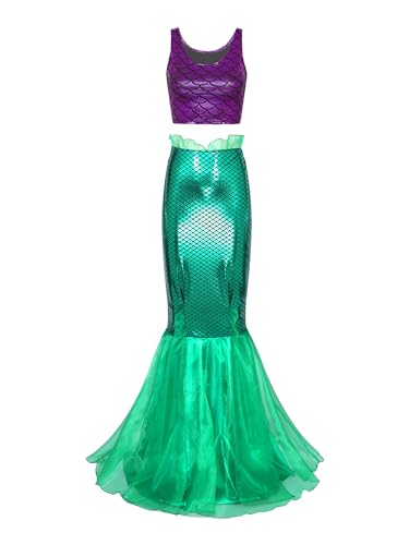 Alvivi Damen Meerjungfrau Kostüm Glänzend Fischschuppen Crop Tops + Maxirock Halloween Kostüm Karneval Fasching Kostüm Lila&Grün M Alvivi Damen Meerjungfrau Kostüm Glänzend Fischschuppen Crop Tops + Maxirock Halloween Kostüm Karneval Fasching Kostüm Lila&Grün M von Alvivi