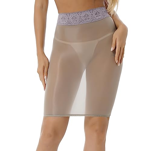 Alvivi Damen Minirock Bleistiftrock Transparent Stretch Mini Rock Bodycon Dessous Unterwäsche Nachtwäsche B Grau Einheitsgröße von Alvivi