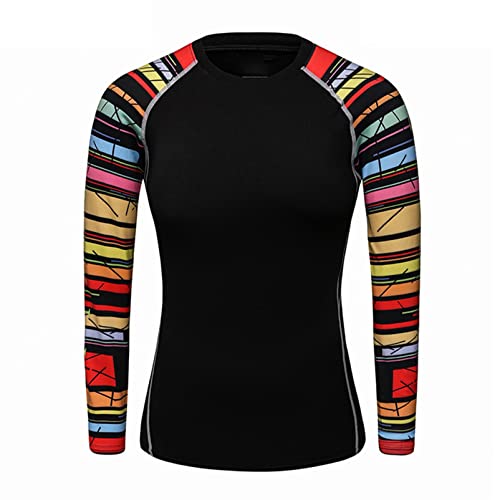 Alvivi Damen Rash Guard UV Schutz Badeanzug Shirt Sonnenschutz Shirt Langarm Badeshirt Bademode Schnelltrocknend Surf Shirt Tops Swimsuit A Regenbogen XL von Alvivi