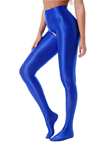 Alvivi Damen Strumpfhosen Glanz Leggings Tight Hose Lange Unterhosen Unterwäsche Schlafhose Dessous Reizwäsche M-XL A Blau M von Alvivi