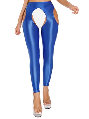 Alvivi Damen Strumpfhosen Glanz Leggings Tight Hose Lange Unterhosen Unterwäsche Schlafhose Dessous Reizwäsche M-XL E Blau A M von Alvivi