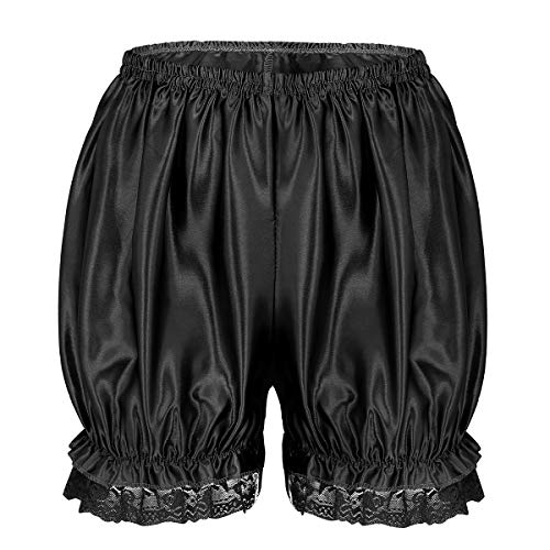 Alvivi Damen Vintage Bloomer Pumphose Shorts Frauen Leggings Sexy Spitze Rüschen Panties Hipster Sexy Pettipants Shorts Schlafhose Reizwäsche Schwarz One Size von Alvivi