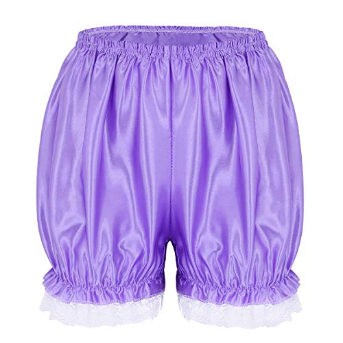 Alvivi Damen Vintage Bloomer Pumphose Shorts Frauen Leggings Sexy Spitze Rüschen Panties Hipster Sexy Pettipants Shorts Schlafhose Reizwäsche Violett One Size von Alvivi