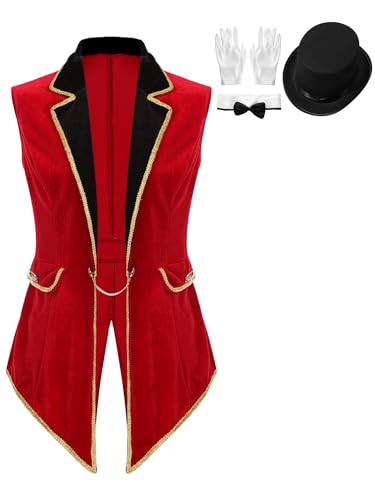 Alvivi Damen Zirkus Kostüm Ringmaster Zirkusdirektorin Uniform Ärmellos Frack Jacke Mantel Show Tanzkostüm Weihnachten Karneval Party Outfits B Rot L Alvivi Damen Zirkus Kostüm Ringmaster Zirkusdirektorin Uniform Ärmellos Frack Jacke Mantel Show Tanzkostüm Weihnachten Karneval Party Outfits B Rot L von Alvivi