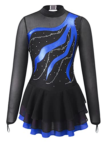 Alvivi Eiskunstlauf Kleid für Kinder Mädchen Ballettkleid Ballettanzug Gymnastikanzug Latein Tanzkleid Eislaufen Wettbewerb Tanzkleidung Aa Royal Blau 122-128 von Alvivi