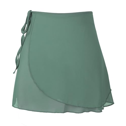 Alvivi Frauen&Mädchen Chiffon Ballett Rock Tanz Wrap Skirt Ballett Dancewear Wickelrock Ballettrock Ballett Minirock für Ballettbody B Grün Einheitsgröße von Alvivi