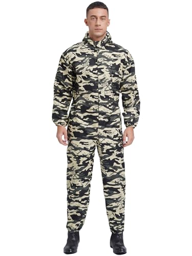 Alvivi Herren Arbeitsoverall Schutzanzug mit Kapuze Antistatischer Overall Jumpsuit Ganzkörperanzug Arbeitsanzug Werkstatt Anzug Arbeitskleidung Camouflage 4XL von Alvivi