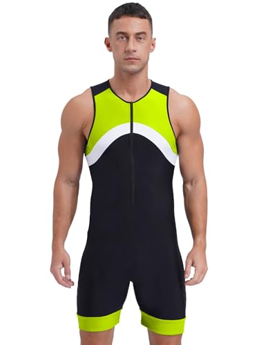 Alvivi Herren Badeanzug Einteiler Bademode Sport Schwimmanzug Shorty Neoprenanzug Tauchanzug UV-Schutz Badebekleidung G Leuchtendes Grün XXL von Alvivi