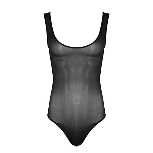 Alvivi Herren Body Overall Glossy Mesh Bodysuit Dessous Stringbody Tank Tops Unterhemd Leotard Unterwäsche A Schwarz Einheitsgröße von Alvivi