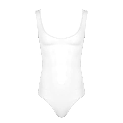 Alvivi Herren Body Overall Glossy Mesh Bodysuit Dessous Stringbody Tank Tops Unterhemd Leotard Unterwäsche Weiß Einheitsgröße von Alvivi