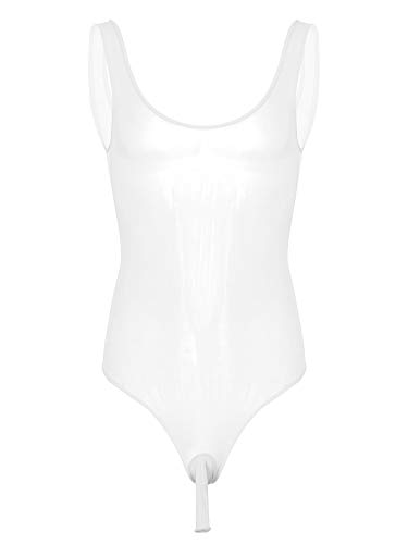 Alvivi Herren Body Stringbody Overall Transparent Netzhemd Unterhemd mit Penishülle Sissy Crossdresser Dessous Unterwäsche A Weiß Einheitsgröße von Alvivi
