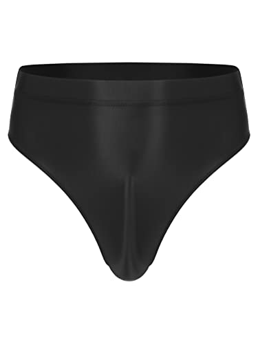Alvivi Herren ÖL Glanz Slip Glossy Bikini Briefs mit Bugel Beutel Strings Tanga Panties Höschen Jockstraps Dessous Unterwäsche D Schwarz XL von Alvivi