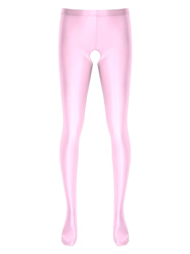 Alvivi Herren Strumpfhosen Glanz Leggings Tight Hose Nylon Pantyhose Lange Unterhosen Unterwäsche Schlafhose Dessous Reizwäsche M-XXL B Rosa L von Alvivi