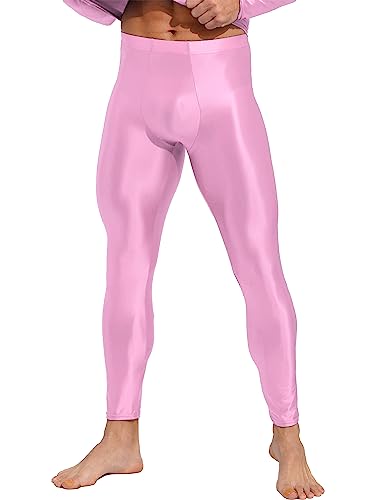 Alvivi Herren Strumpfhosen Glanz Leggings Tight Hose Nylon Pantyhose Lange Unterhosen Unterwäsche Schlafhose Dessous Reizwäsche M-XXL E Rosa XXL von Alvivi