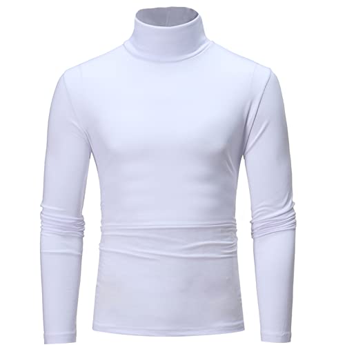 Alvivi Herren Thermo-Unterhemd Langarmshirt Pullover Thermounterwäsche Rollkragen Unterhemd Oberteil Funktionsunterwäsche Winter Ski M-5XL A Weiß XL von Alvivi
