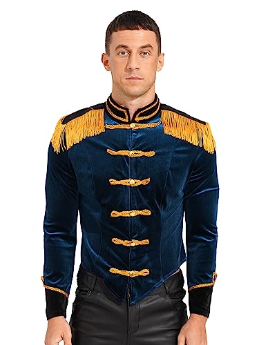 Alvivi Herren Zirkus Kostüm Zirkusdirektor Uniform Ringmaster Langarm Jacke Samt Blazer Mantel Show Tanzkostüm Weihnachten Karneval Party Outfits Aa Dunkelblau 3XL von Alvivi