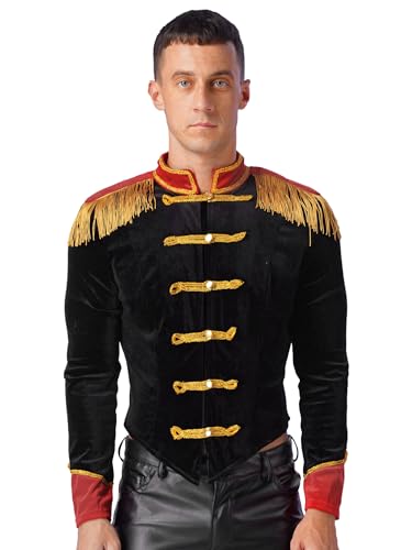 Alvivi Herren Zirkus Kostüm Zirkusdirektor Uniform Ringmaster Langarm Jacke Samt Blazer Mantel Show Tanzkostüm Weihnachten Karneval Party Outfits Aa Schwarz L von Alvivi