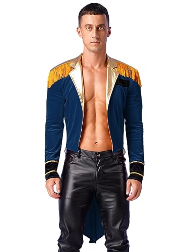 Alvivi Herren Zirkus Kostüm Zirkusdirektor Uniform Ringmaster Langarm Jacke Samt Blazer Mantel Show Tanzkostüm Weihnachten Karneval Party Outfits Ba Dunkelblau L von Alvivi