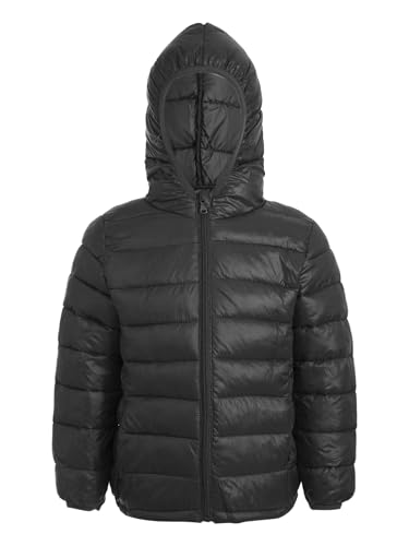 Alvivi Jungen Mädchen Winterjacke Leichte Steppjacke mit Reißverschluss Kapuzenjacke Warm Kinderjacke Mantel Reisen Outdoor Aa Schwarz 158-164 von Alvivi
