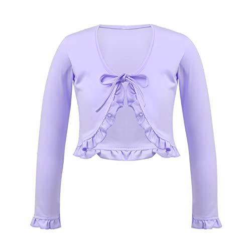 Alvivi Kinder Ballett Wickeljacke Langarm Shirt Sport Crop Tops Ballettjacke Bolero Bauchfrei Oberteile Tanz Gymnastik Training Yoga Tops B Hell Lila B 134-140 von Alvivi