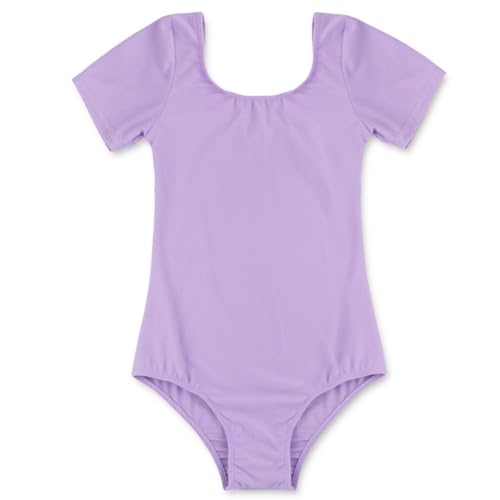 Alvivi Kinder Ballettanzug Kurzarm Tanzbody Mädchen Baumwolle Ballett Trikot Overall Ballettbody Ballett Einteiler Gymnastikanzug Turnanzug Aa Lila 104 von Alvivi