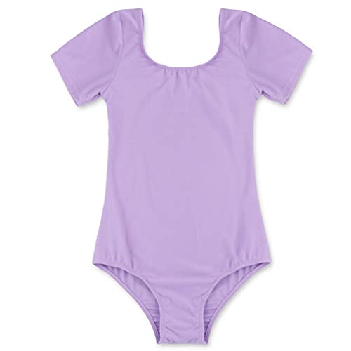 Alvivi Kinder Ballettanzug Kurzarm Tanzbody Mädchen Baumwolle Ballett Trikot Overall Ballettbody Ballett Einteiler Gymnastikanzug Turnanzug Aa Lila 152 von Alvivi