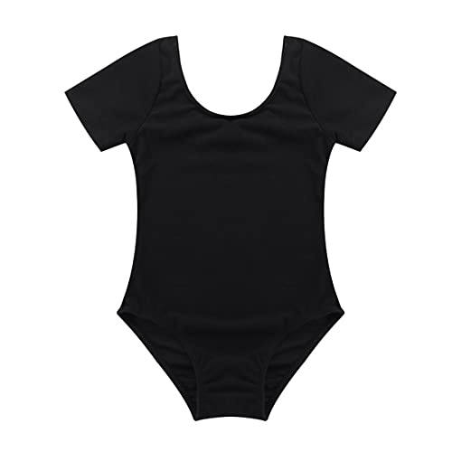 Alvivi Kinder Ballettanzug Kurzarm Tanzbody Mädchen Baumwolle Ballett Trikot Overall Ballettbody Ballett Einteiler Gymnastikanzug Turnanzug Aa Schwarz 116 von Alvivi