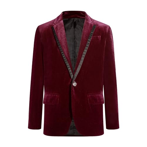 Alvivi Kinder Jungen Blazer Festlich Gentleman Smoking Anzug Sakko Jacke Mantel Slim Fit Anzugjacke Hochzeit Taufe Geburtstag Party Outfits Weinrot 110-116 von Alvivi