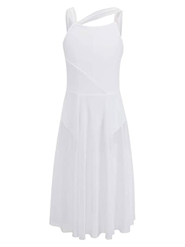 Alvivi Kinder Mädchen Ballettkleid Lyrisch Tanz Kleid Ballett Trikot Leotard mit Mesh Rock Jazz Modern Contemporary Tanzkostüm Weiß 122-128 von Alvivi