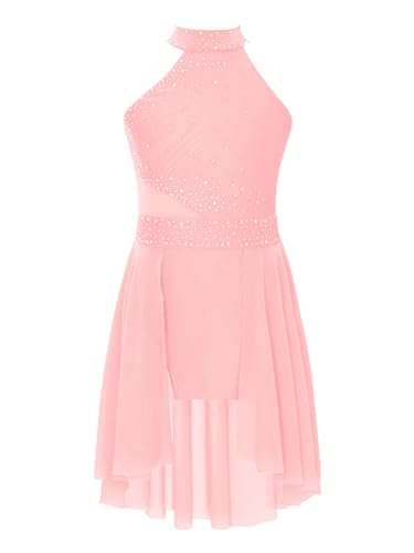 Alvivi Kinder Mädchen Ballettkleid Lyrisch Tanz Kleid Ballett Trikot Leotard mit Mesh Rock Jazz Modern Contemporary Tanzkostüm C Rosa 134-140 von Alvivi