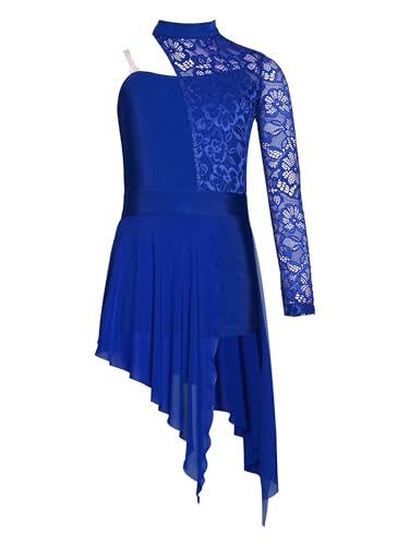 Alvivi Kinder Mädchen Ballettkleid Lyrisch Tanz Kleid Ballett Trikot Leotard mit Mesh Rock Jazz Modern Contemporary Tanzkostüm Ha Royal Blau 134-140 von Alvivi