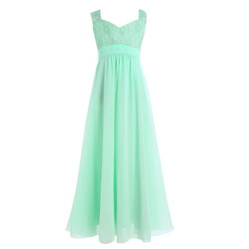 Alvivi Kinder Mädchen Kleider Chiffon Prinzessin Kleid Hochzeit Blumenmädchenkleid Langes Abendkleid Festlich Partykleid Gr.98-176 C Türkis 98-104 von Alvivi