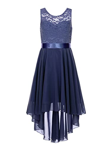 Alvivi Kinder Mädchen Kleider Spitze Sommer Kleid Hochzeit Blumenmädchenkleid Langes Abendkleid Festlich Partykleid Gr.110-176 A Marine Blau 110-116 von Alvivi