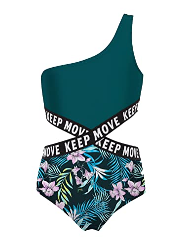 Alvivi Mädchen Badeanzug Bademode Einteiler Bikini Tankini mit Blumen Druck Kinder Sommer Schwimmanzug Badebekleidung Gr.98-176 A Blumen 146-152 von Alvivi