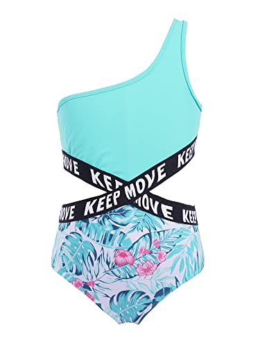 Alvivi Mädchen Badeanzug Bademode Einteiler Bikini Tankini mit Blumen Druck Kinder Sommer Schwimmanzug Badebekleidung Gr.98-176 Ab Tropische Blätter A 134-140 von Alvivi