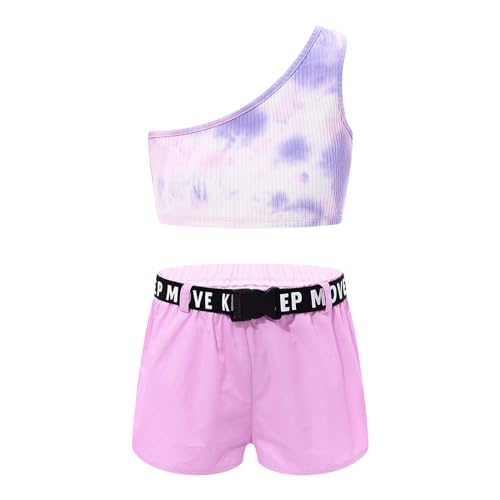 Alvivi Mädchen Bikini Tankini Set Tank Top+Shorts Zweiteiler Badeanzug Bademode Kinder Ballett Trikot Sport Set Tanzkleidung Gr.98-176 Eb Rosa 158-164 von Alvivi