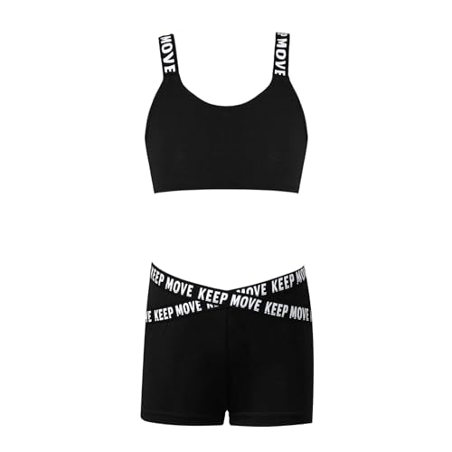 Alvivi Mädchen Bikini Tankini Set Zweiteiler Badeanzug Bademode Tank Top+Shorts Kinder Sport Set Sommer Badebekleidung Strandbikini Gr.98-176 G Schwarz 146-152 von Alvivi