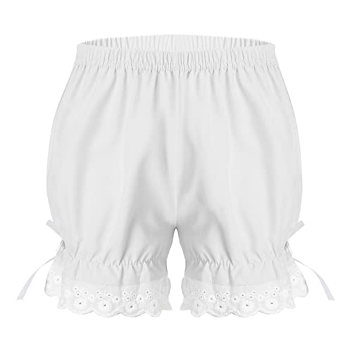Alvivi Mädchen Bloomers Shorts mit Rüschen Spitze Unterhose Prinzessin Pumphose Viktorianische Renaissance Shorts Kurze Hose B Weiß 110-116 von Alvivi