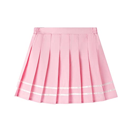 Alvivi Mädchen Kariert Rock Schuluniform A-Linie Minirock Faltenrock Kurz Schottischer Kilt Tartan Röcke Schulmädchen Klassischer Rock D Rosa 110-116 von Alvivi