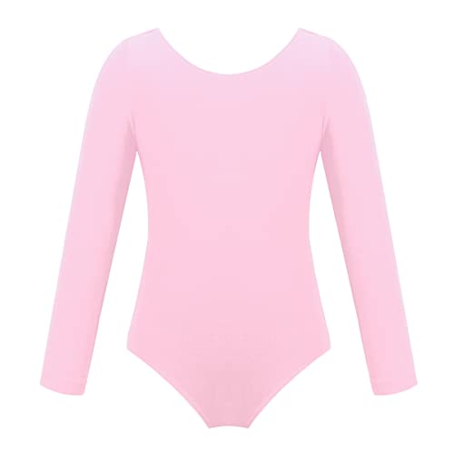 Alvivi Mädchen Langarm Ballett Trikots Leotard aus Baumwolle Kinder Balletbody Tanzbody Kindertanzkostüme Training Kleid Gr. 98-176 A Rosa 116 von Alvivi