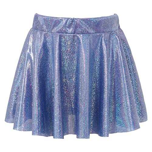 Alvivi Mädchen Rock Metallic Minirock Faltenrock Glänzend A-Line Skater Rock Ballett Tanzrock Sport Tutu Rock C Royal Blau 158-164 von Alvivi