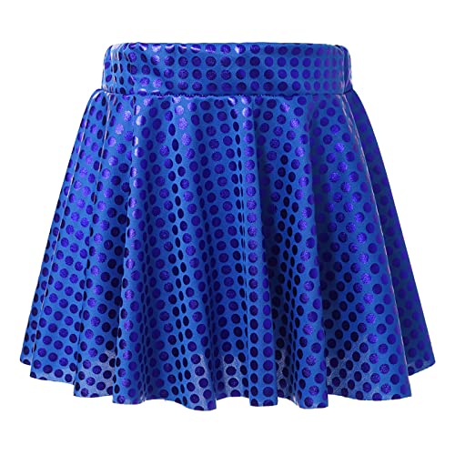 Alvivi Mädchen Rock Metallic Minirock Faltenrock Glänzend A-Line Skater Rock Ballett Tanzrock Sport Tutu Rock E Blau 134-140 von Alvivi