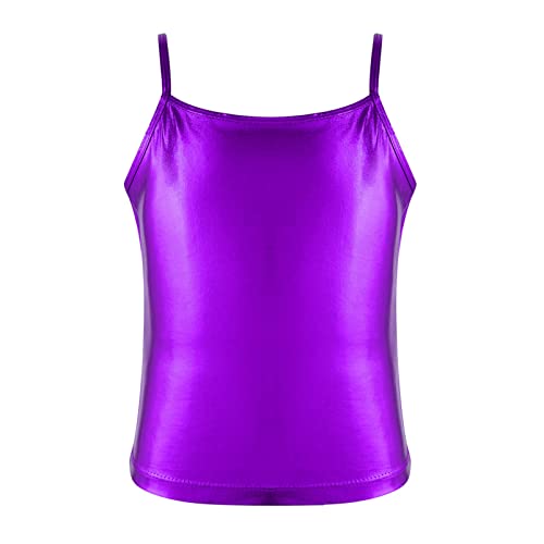 Alvivi Mädchen Top Metalic Tank Top Weste Crop Bralette Kinder Tanz Training Crop Top Ballettanzug Tanzanzug Aa Lila 164 von Alvivi
